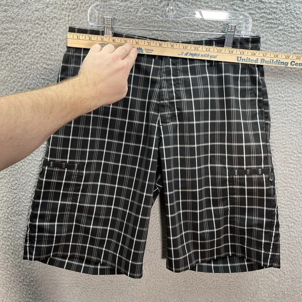 Adidas Golf Shorts Mens 32 Black‎ Gray White Plaid Cargo Preppy Sports Casual
